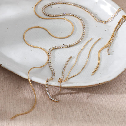 Κολιέ επιχρυσωμένο ατσάλι μισή πλευρά zircon-NE155