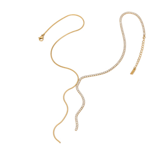 Colier din oțel placat cu aur zirconiu-NE155