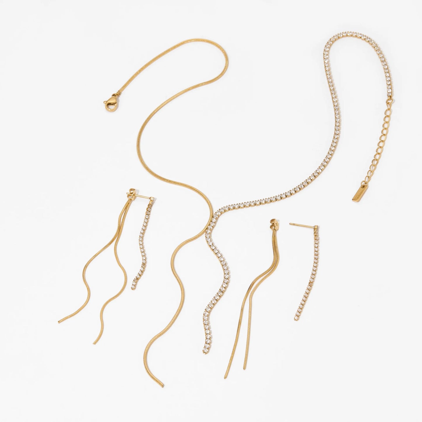 Κολιέ επιχρυσωμένο ατσάλι μισή πλευρά zircon-NE155