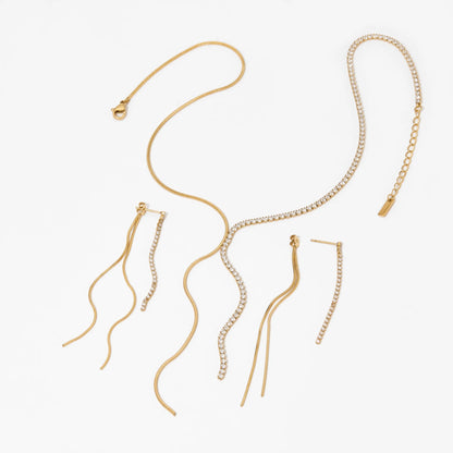 Κολιέ επιχρυσωμένο ατσάλι μισή πλευρά zircon-NE155