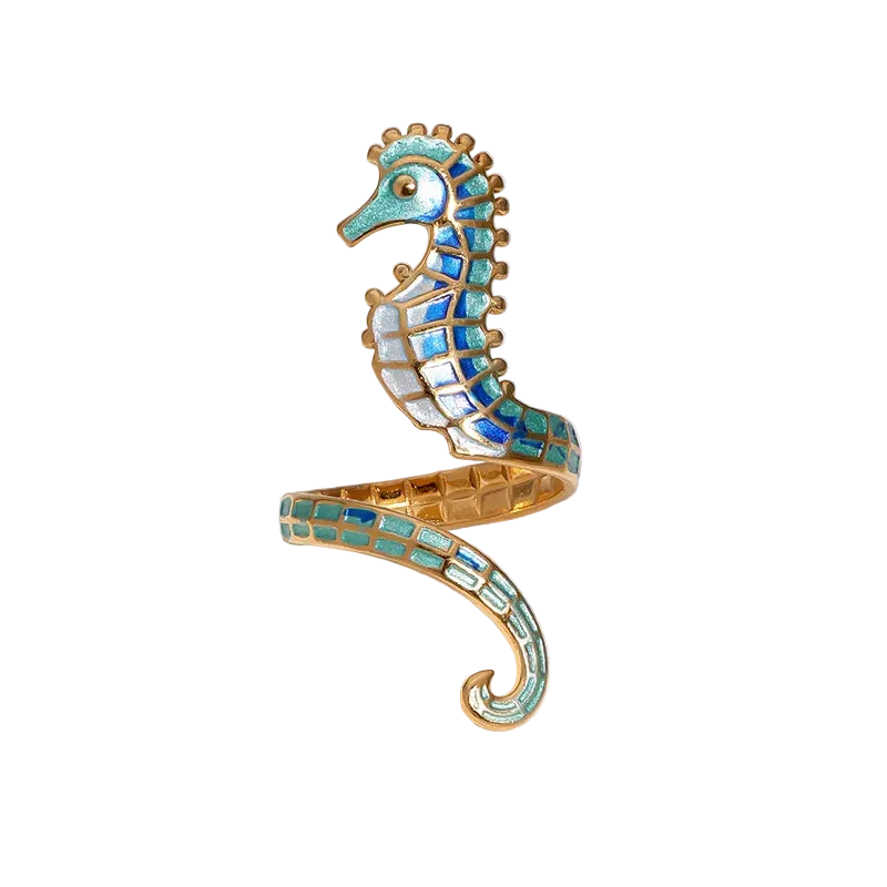 Δαχτυλίδι επιχρυσωμένο ατσάλι ιππόκαμπος- R378