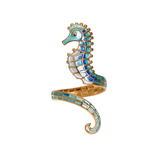 Δαχτυλίδι επιχρυσωμένο ατσάλι ιππόκαμπος- R378