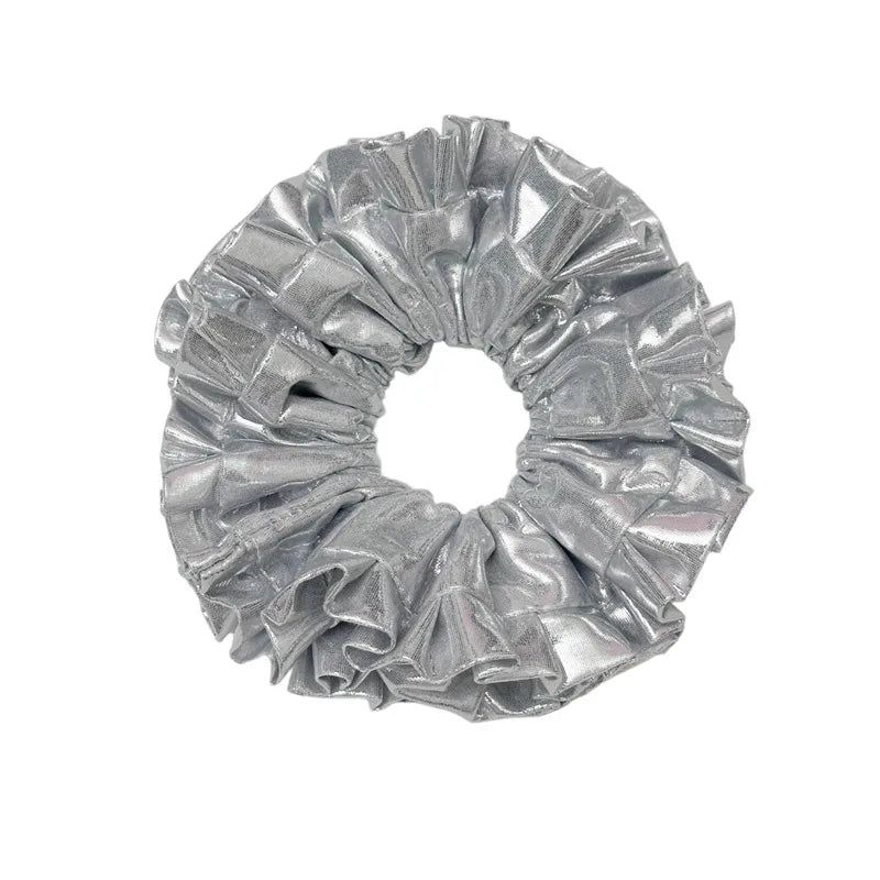 Λαστιχάκι scrunchie ασημί μεταλλικό - HA054