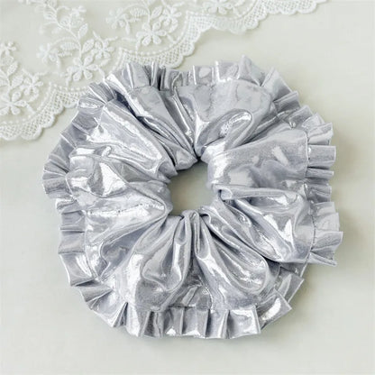 Λαστιχάκι scrunchie ασημί μεταλλικό - HA054