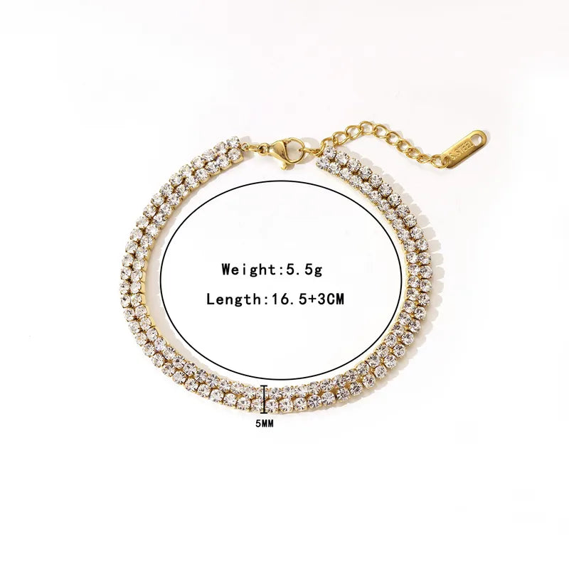 Βραχιόλι επιχρυσωμένο ατσάλι με διπλή σειρά zircon-BR301