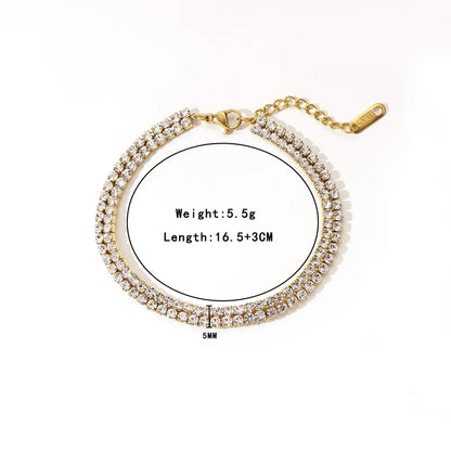 Βραχιόλι επιχρυσωμένο ατσάλι με διπλή σειρά zircon-BR301