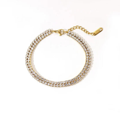 Βραχιόλι επιχρυσωμένο ατσάλι με διπλή σειρά zircon-BR301