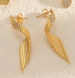 Σκουλαρίκια επιχρυσωμένο ατσάλι γυριστά με στρας-EA422