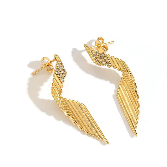 Σκουλαρίκια επιχρυσωμένο ατσάλι γυριστά με στρας-EA422