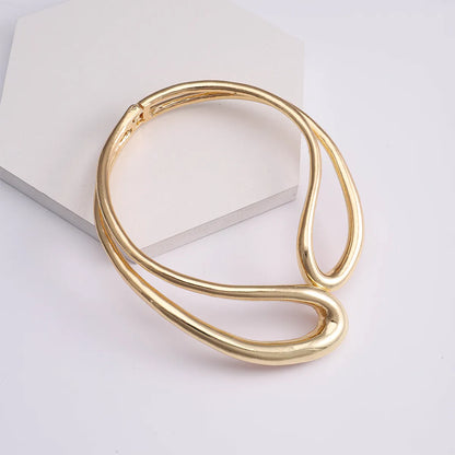 Gold-plated brass necklace with front opening-NE080