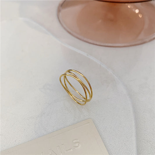 Ring Gilded Steel Infinity-R138 grid