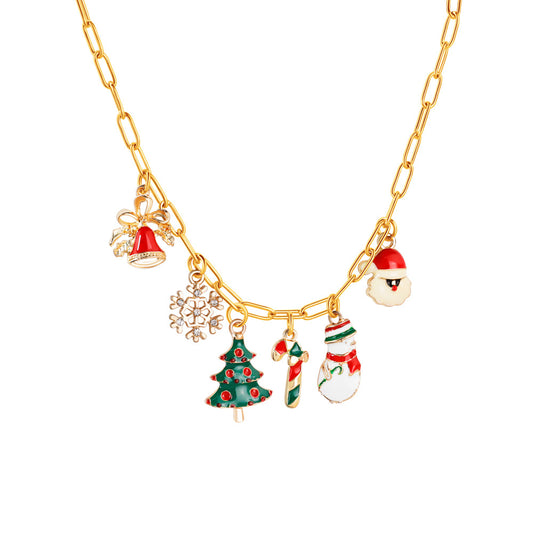 Necklace gold steel with Christmas elements-Ne127