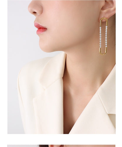 Earrings gilded steered stessy with rhinestones-ea123