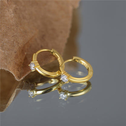 Earrings gold-plated silver S925 rings with zircon-ea070