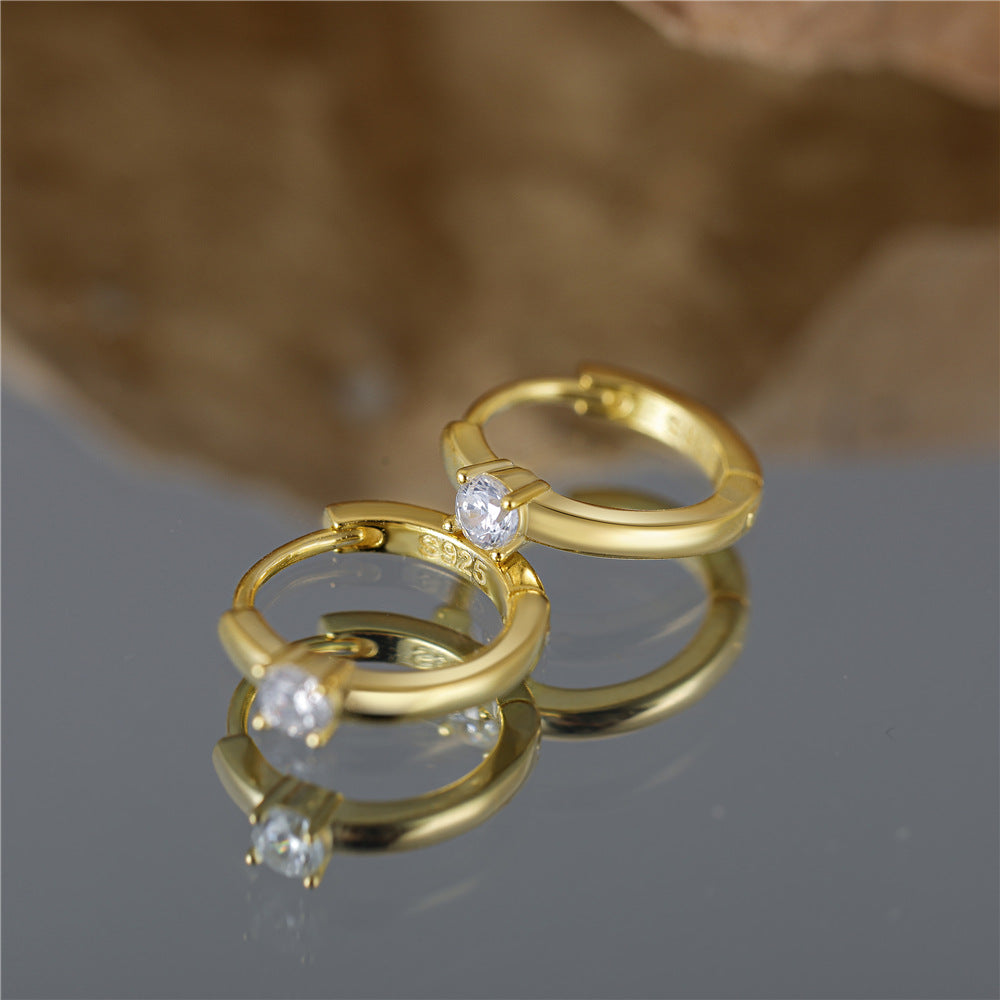 Earrings gold-plated silver S925 rings with zircon-ea070