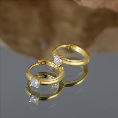 Earrings gold-plated silver S925 rings with zircon-ea070