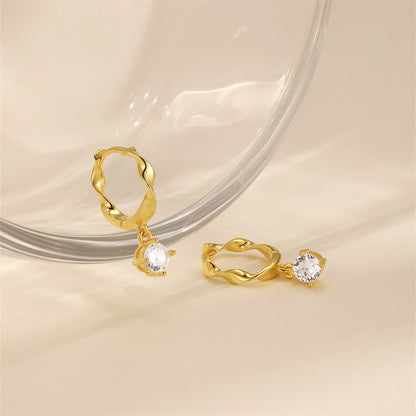 Earrings Gold Plated Silver S925 with Zircon-EA625