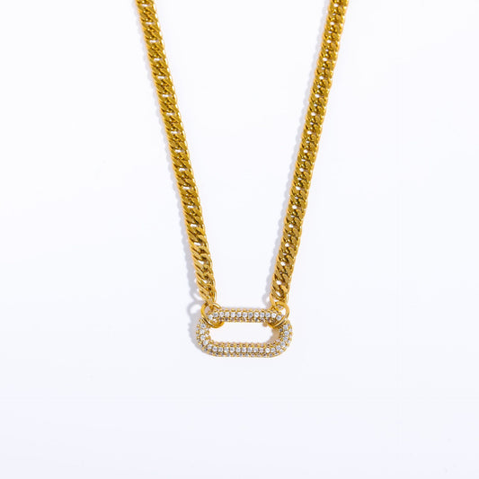 Steel necklace with zircon - W139