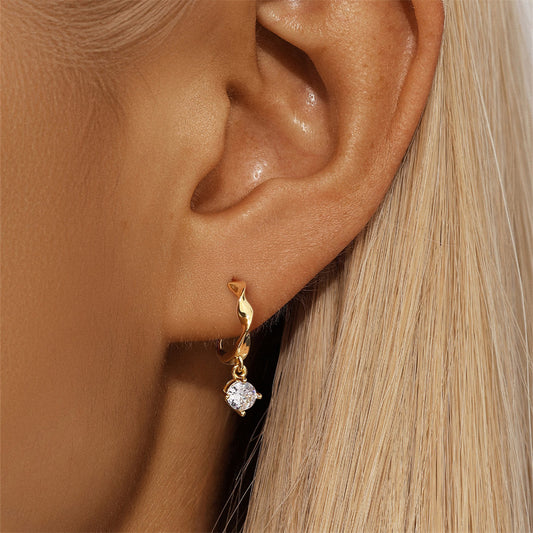 Earrings Gold Plated Silver S925 with Zircon-EA625