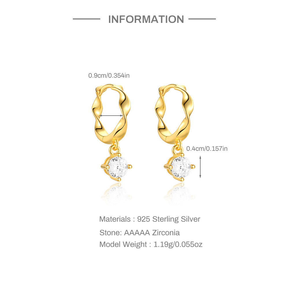 Earrings Gold Plated Silver S925 with Zircon-EA625