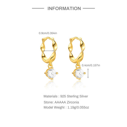 Earrings Gold Plated Silver S925 with Zircon-EA625