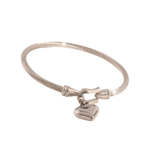 Bracelet silver steel zone with heart-br149