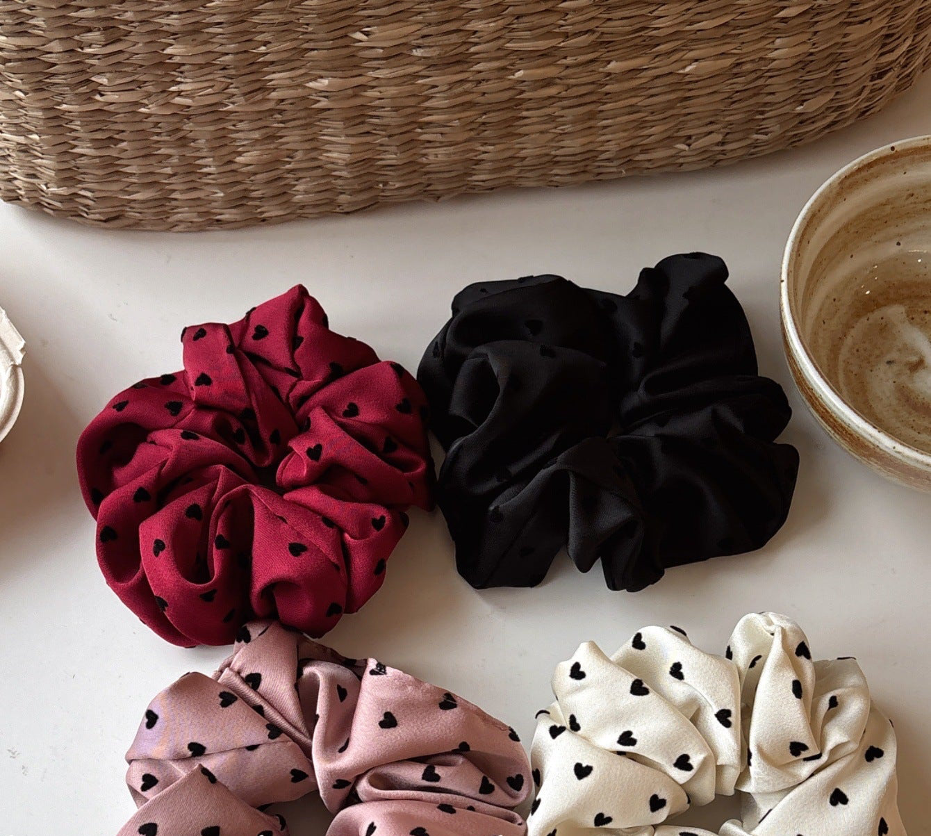 Λαστιχάκια scrunchie με καρδούλες - ha050