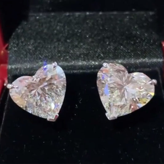 Copper earrings with zircon stone heart-ea078