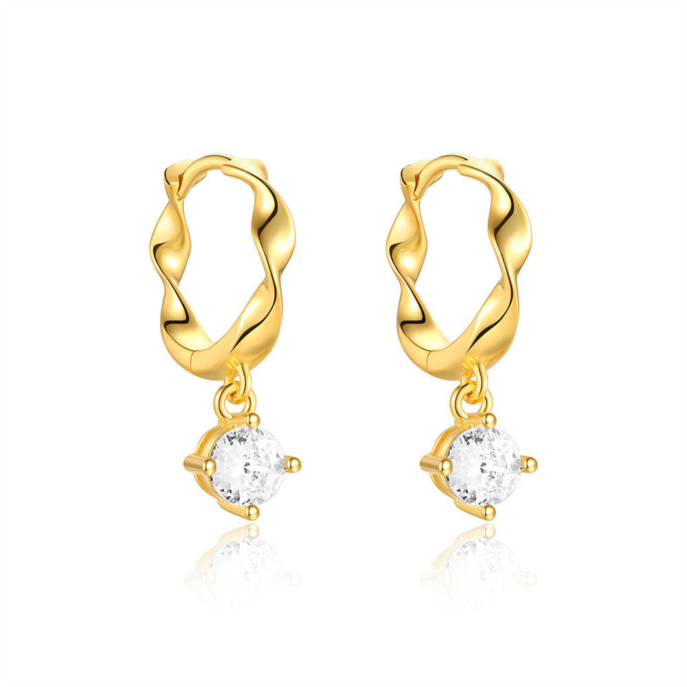 Earrings Gold Plated Silver S925 with Zircon-EA625