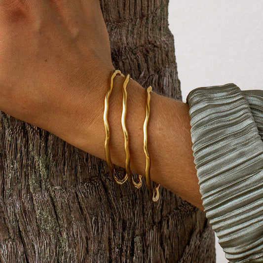 Bracelet gilded steel wavy thin-br280