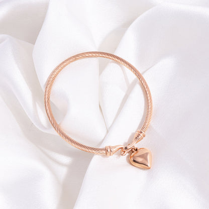 Βραχιόλι ροζ χρυσό με καρδιά - BR335