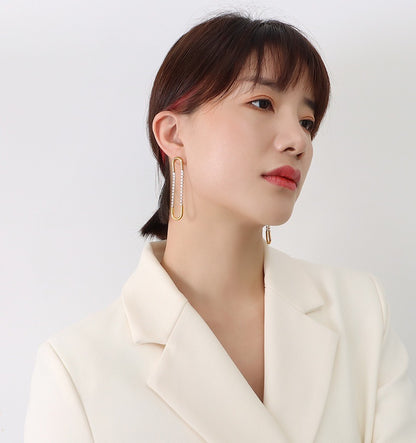 Earrings gilded steered stessy with rhinestones-ea123