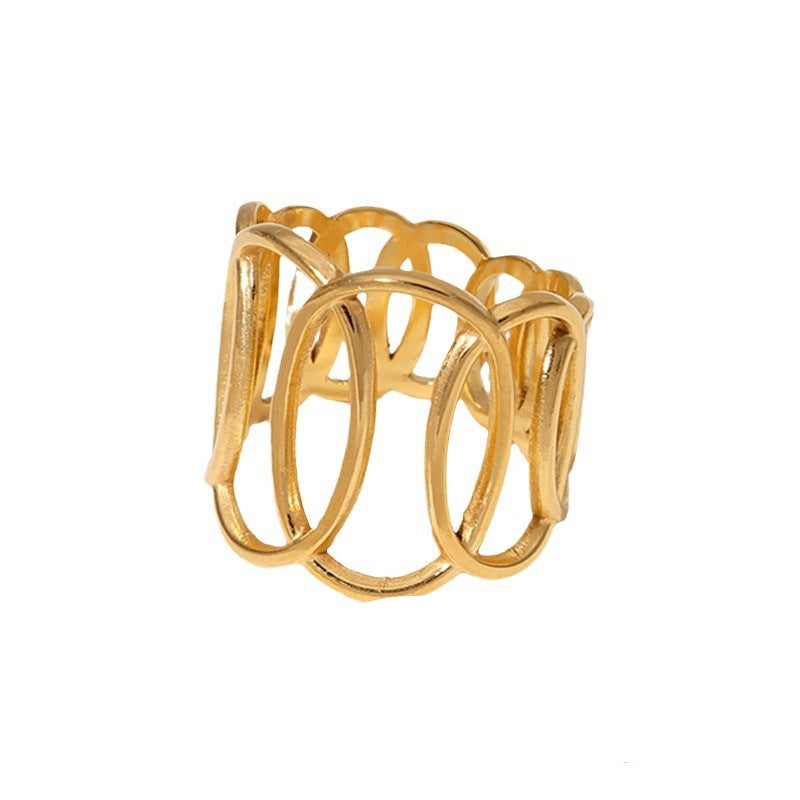Ring gold steel with rings-r163