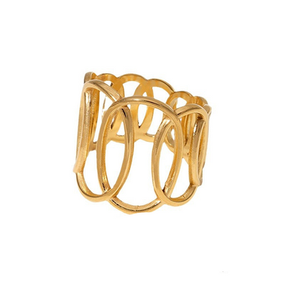 Ring gold steel with rings-r163