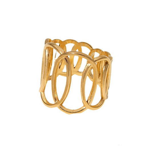 Ring gold steel with rings-r163