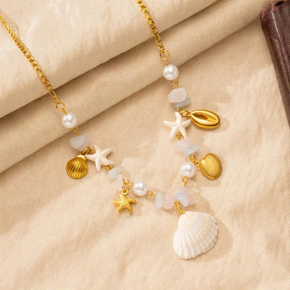 Collana in acciaio con cuori di zirconi rosa - NE426