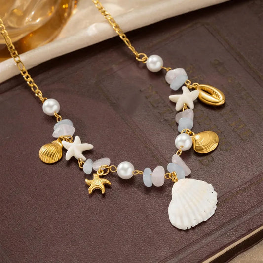 Steel necklace with pink zircon hearts - NE426