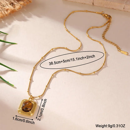 Κολιέ επιχρυσωμένο ατσάλι με καφέ πέτρα-NE017