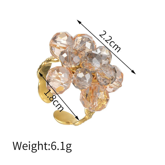 Δαχτυλίδι ατσάλι με γυάλινες χάντρες-R246