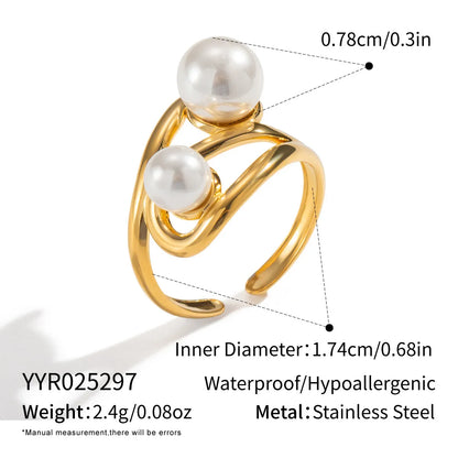 Δαχτυλίδι επιχρυσωμένο ατσάλι με πέρλες-R023