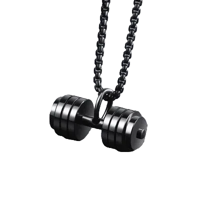 Κολιέ ατσάλι μαύρο βαράκι-NE093