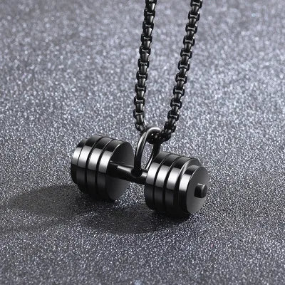 Κολιέ ατσάλι μαύρο βαράκι-NE093