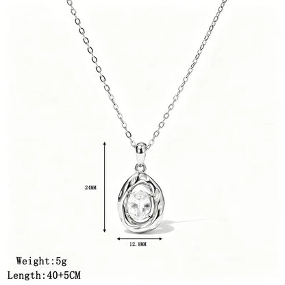 Κολιέ ατσάλινο με στρόγγυλο zircon -NE029