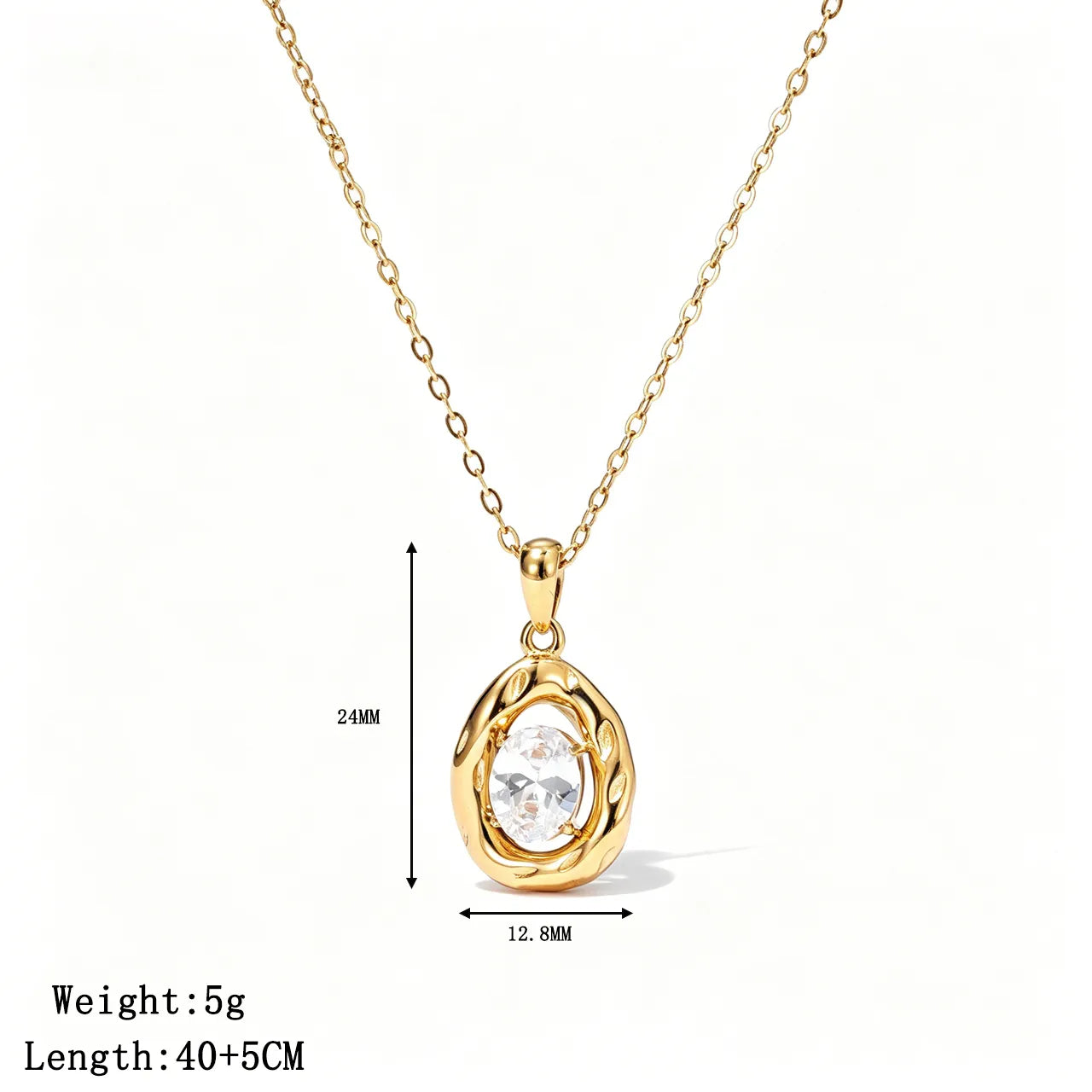 Κολιέ ατσάλινο με στρόγγυλο zircon - NE028
