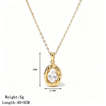 Κολιέ ατσάλινο με στρόγγυλο zircon - NE028