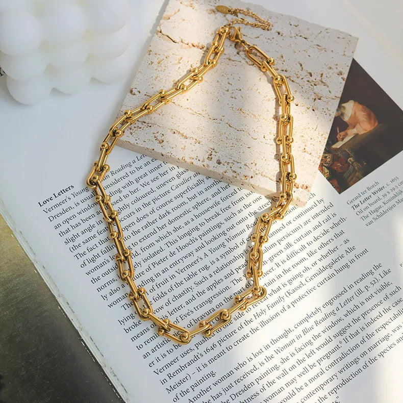 Κολιέ ατσάλινο χρυσό - w599