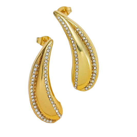 *Σκουλαρίκια επιχρυσωμένο δάκρυ με στρας-EA352