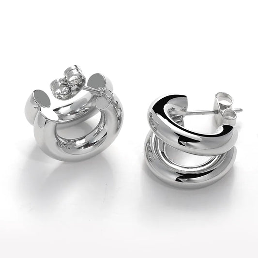 Earrings of steel double small link-ea376