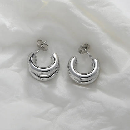 Σκουλαρίκια ατσάλι διπλός μικρός κρίκος-EA376