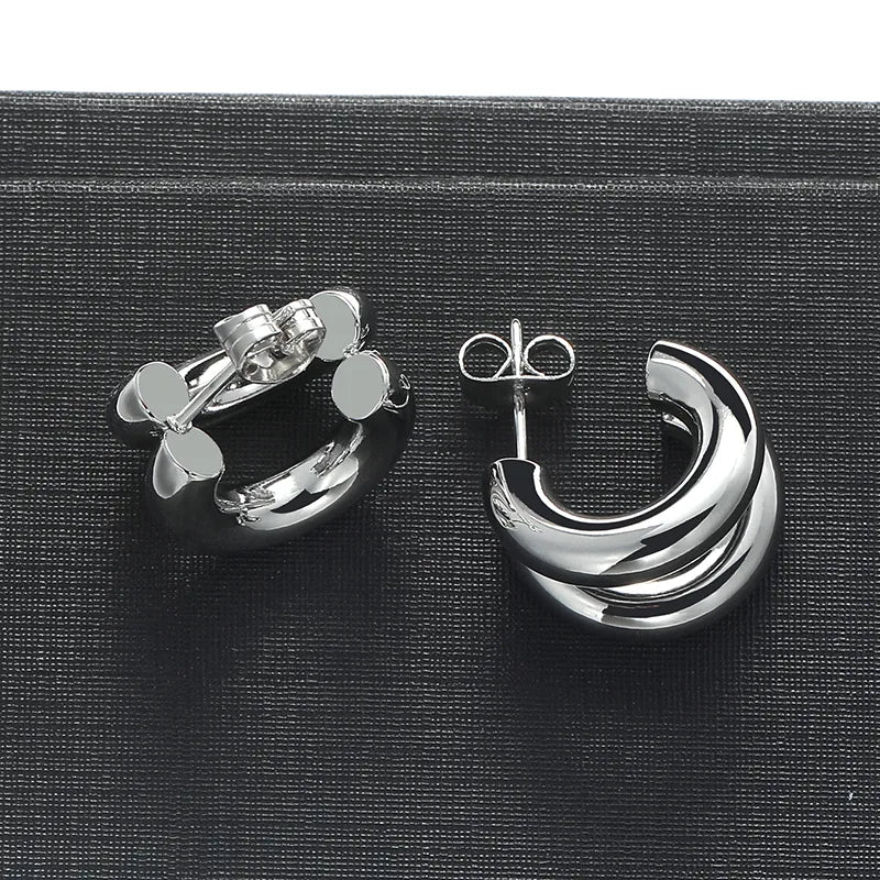 Σκουλαρίκια ατσάλι διπλός μικρός κρίκος-EA376